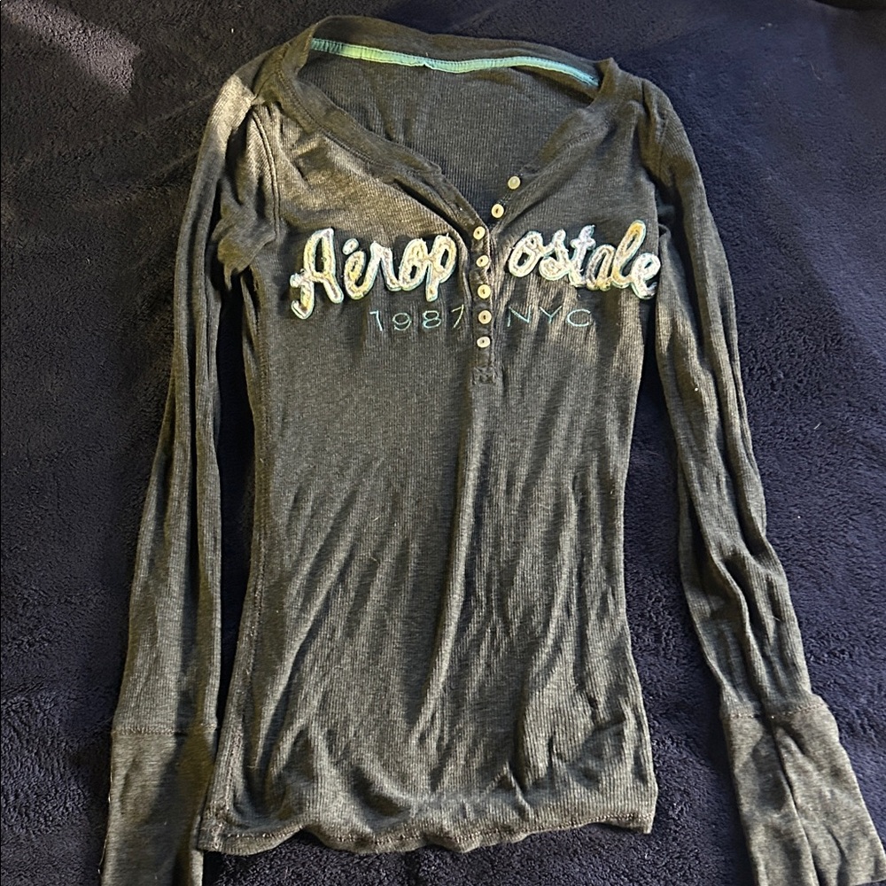Aeropostale Olive Long Sleeve Tee